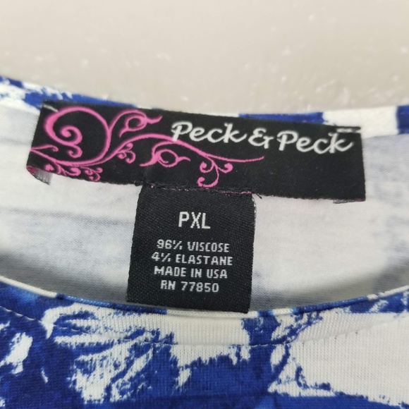 Peck & Peck Blue, White, Black PXL 3/4 Sleeve Top - Picture 3 of 5